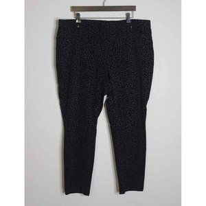 Terra & Sky Womens Jean Style Pull On Leopard Print Black Soot Combo Pants 2X